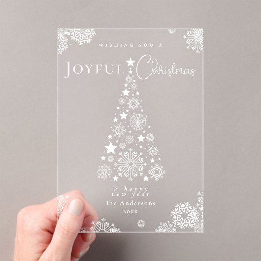 赤エレガントメリークリスマスツリー雪 アクリル招待状 (インサイチュ (ポータブル))