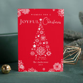 赤エレガントメリークリスマスツリー雪 シーズンカード