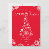 赤エレガントメリークリスマスツリー雪 シーズンカード (正面)