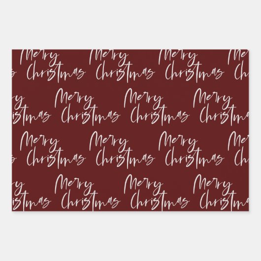 赤エレガントメリークリスマス引用文プレゼント ラッピングペーパーシート (正面)