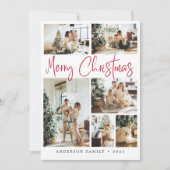 赤エレガントメリークリスマス書道写真 シーズンカード (正面)