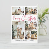 赤エレガントメリークリスマス書道写真 シーズンカード (スタンド正面)