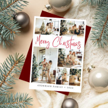 赤エレガントメリークリスマス書道写真