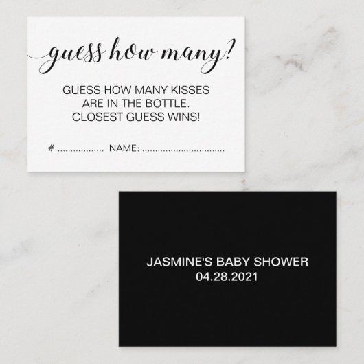 赤エレガントモダンちゃんシャワーのゲーム数を推測 名刺 (正面/裏面)