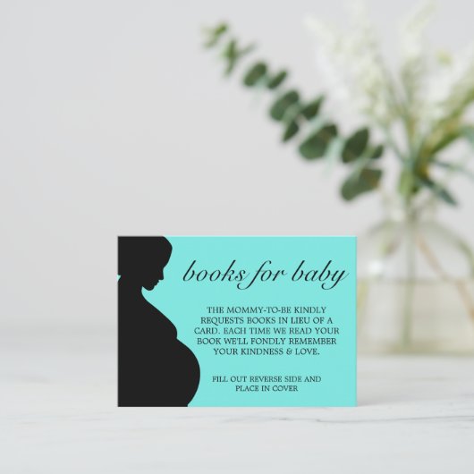 赤エレガントモダンちゃんシャワー用ティール(緑がかった色)チファニー本 エンクロージャーカード (スタンド正面)