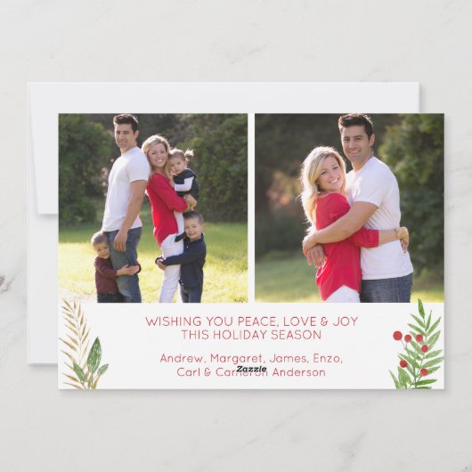 赤エレガントモダンメリーのクリスマススクリプト写真 シーズンカード (裏面)