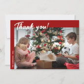 赤エレガントモダン休日の写真 サンキューカード (正面)