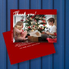 赤エレガントモダン休日の写真 サンキューカード