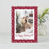 赤エレガントモダン写真ハッピーホリデイズカード シーズンカード (スタンド正面)