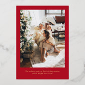 赤エレガントモダン写真メリークリスマススクリプト 箔シーズンカード (裏面)