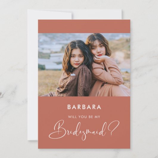 赤エレガントモダン粘土の花嫁の提案カード 招待状 (正面)