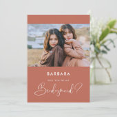 赤エレガントモダン粘土の花嫁の提案カード 招待状 (スタンド正面)