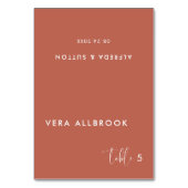 赤エレガントモダン粘土結婚のゲスト座席表 テーブルナンバー (正面)