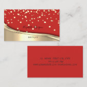 赤エレガントモダン金ゴールド紙吹雪 名刺 (正面/裏面)