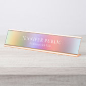 赤エレガントモダン青パープルグリーン デスクネームプレート (正面)