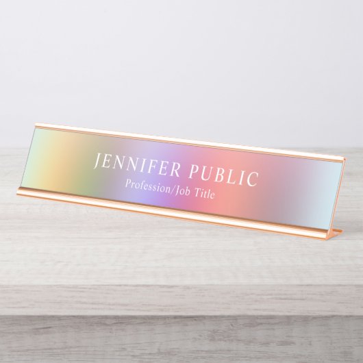 赤エレガントモダン青パープルグリーン デスクネームプレート (正面)