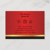 赤エレガントモダン黒企業のプロフェッショナル 名刺 (裏面)