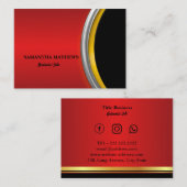 赤エレガントモダン黒企業のプロフェッショナル 名刺 (正面/裏面)