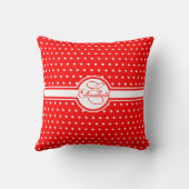 赤エレガントモノグラムの白水玉模様 クッション (裏面)