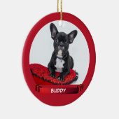 赤エレガントリボン犬の子犬ペットの写真 セラミックオーナメント (右)
