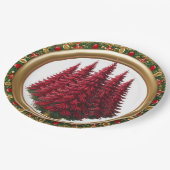 赤エレガントリースベリー金ゴールドメリークリスマスツリー ペーパープレート (アングル)