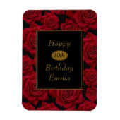 赤エレガントローズエイジ誕生日 マグネット (縦)