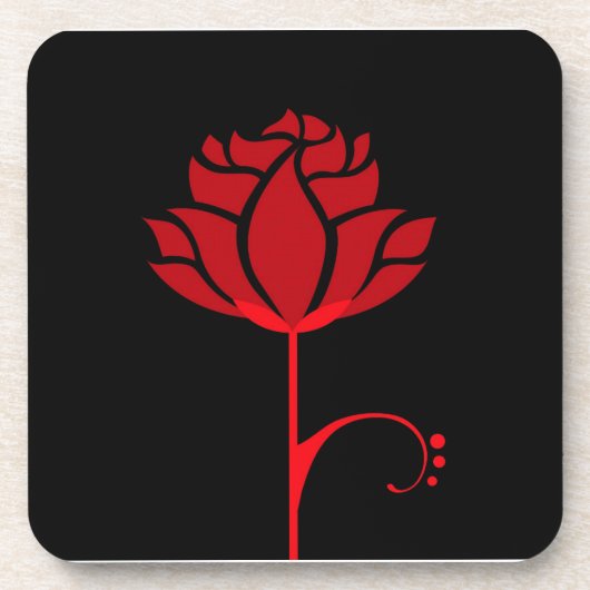 赤エレガントローズセット6コースター コースター (正面)