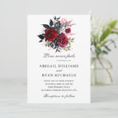 赤エレガントローズフローラキリスト教結婚聖書 招待状 (スタンド正面)