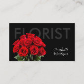 赤エレガントローズフローリストBusiness Card on Black 名刺 (正面)