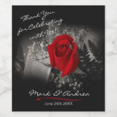 赤エレガントローズブラック&ホワイトVignette ワインラベル (シングルラベル)