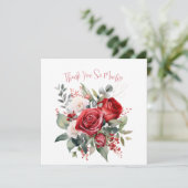 赤エレガントローズブーケサンキューカード サンキューカード (スタンド正面)