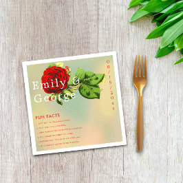 赤エレガントローズロマンチックフローラおもしろいファクト結婚ズ スタンダードカクテルナプキン