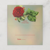 赤エレガントローズロマンチック夏のフローラ結婚ズ プレイスカード (外部開封)