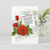 赤エレガントローズロマンチック結婚フローラ 招待状 (スタンド正面)