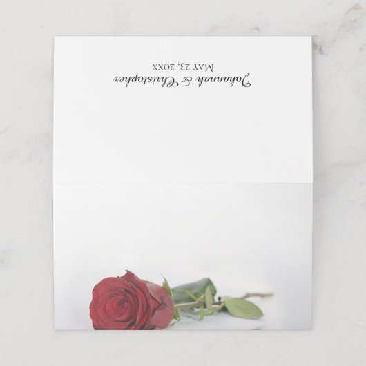 赤エレガントローズ空白のDIYプリント結婚 プレイスカード (外部開封)