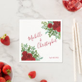 赤エレガントローズ結婚ズ スタンダードカクテルナプキン (インサイチュ)