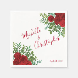 赤エレガントローズ結婚ズ スタンダードカクテルナプキン