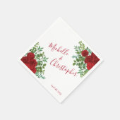 赤エレガントローズ結婚ズ スタンダードカクテルナプキン (角)