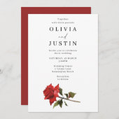 赤エレガントローズ結婚ズ 招待状 (正面/裏面)