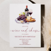 赤エレガントワインとチーズの誕生日パーティー 招待状