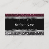赤エレガントワインと銀グリッター 名刺 (正面)