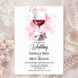 赤エレガントワイングラス結婚式招待状 招待状