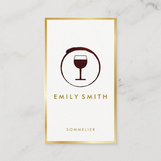 赤エレガントワイン染色ワイングラスフェイク金ゴールド縁ど 名刺 (正面)