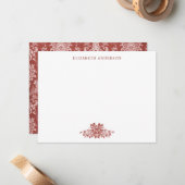 赤エレガントヴィンテージフランスのトイルフラットノートカード ノートカード (正面/裏面インサイチュ)