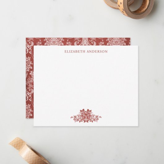 赤エレガントヴィンテージフランスのトイルフラットノートカード ノートカード (正面/裏面インサイチュ)