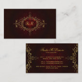 赤エレガントヴィンテージレース枠の黒Touch 名刺 (正面/裏面)