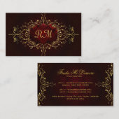 赤エレガントヴィンテージレース枠2の黒Touch 名刺 (正面/裏面)