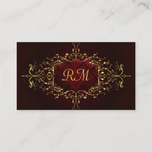 赤エレガントヴィンテージレース枠2の黒Touch 名刺 (正面)
