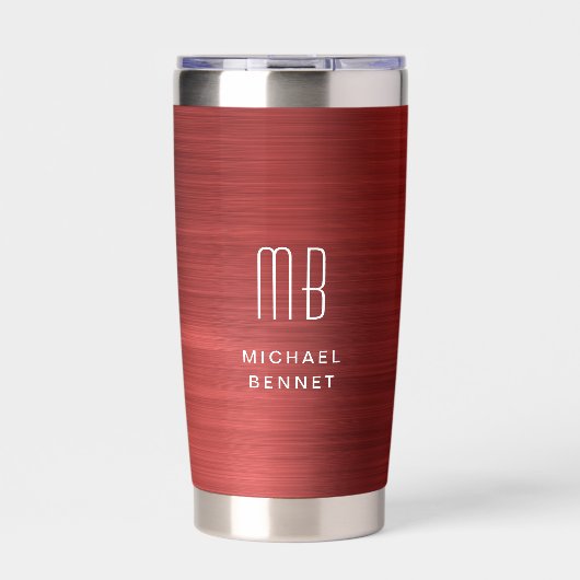 赤エレガント一文字 保温保冷タンブラー (正面)