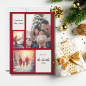 赤エレガント三モダン色のコラージュ シーズンカード